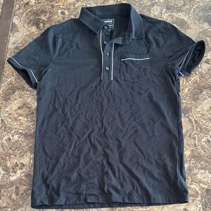 Express Black Polo Shirt with White Accents